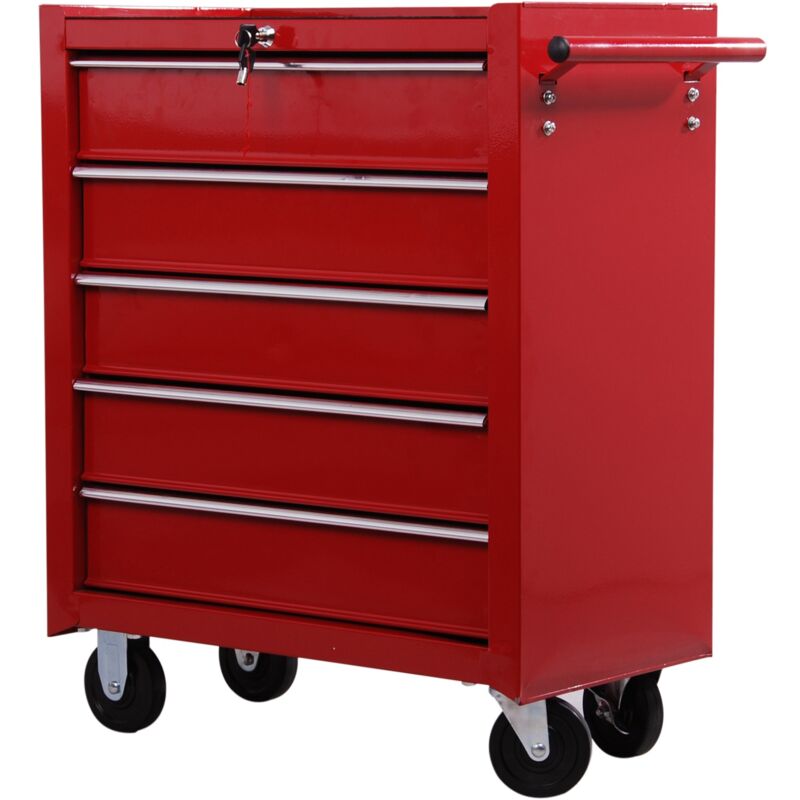 foto del prodotto easy comfort easycomfort carrello porta utensili con 5 cassetti, serratura, 2 chiavi e manubrio parete smontabile 2 ruote con freno in lamiera