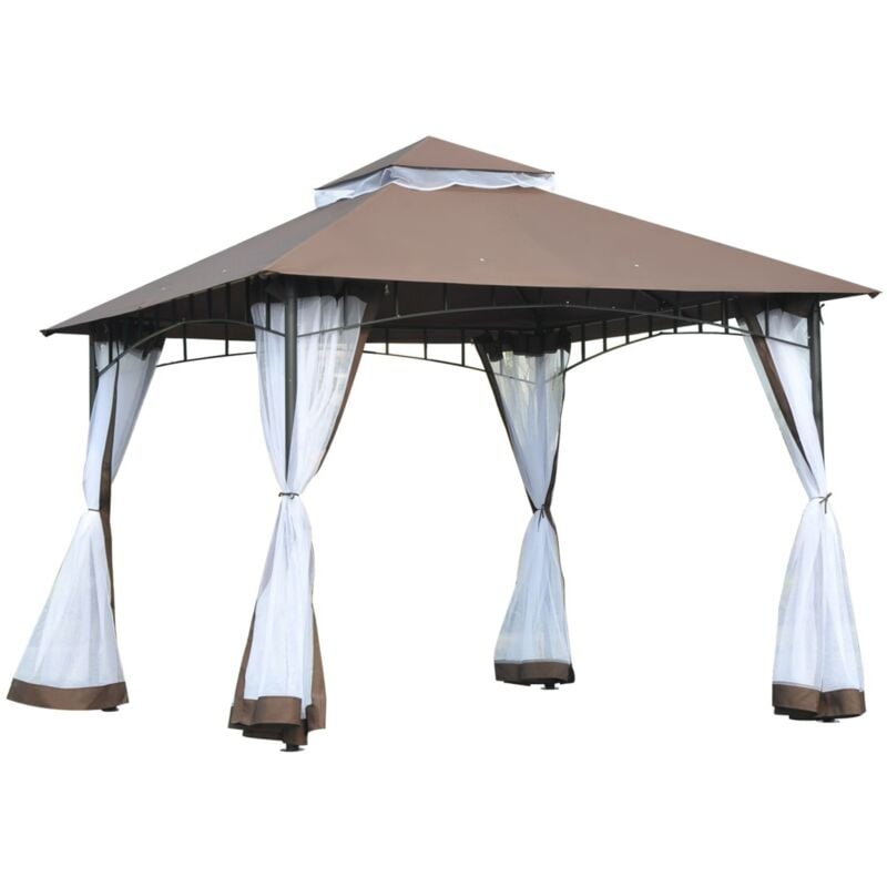 foto del prodotto easy comfort easycomfort gazebo da giardino 3x3m con zanzariera, tetto a 2 livelli e struttura in metallo marrone