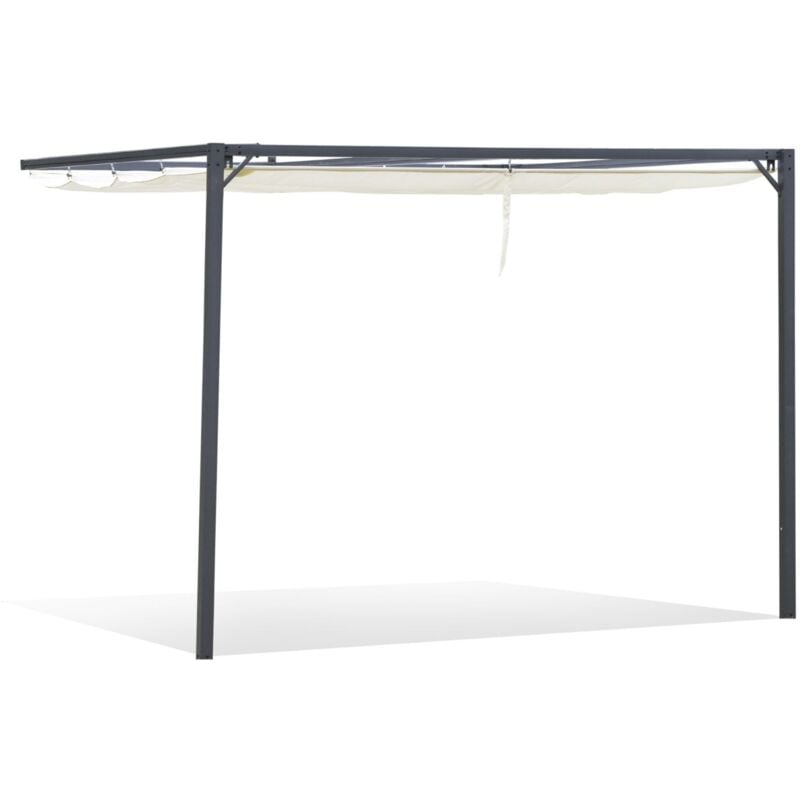 foto del prodotto easy comfort easycomfort gazebo pergola 3x3m da giardino in metallo con tettuccio scorrevole bianco crema, pergola da giardino a parete