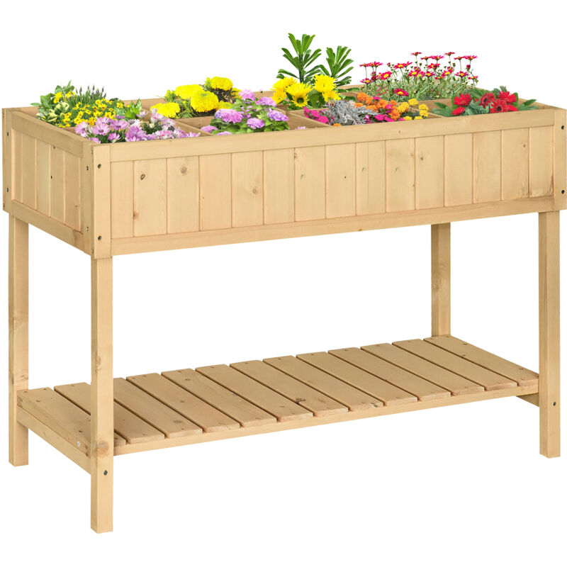 foto del prodotto easy comfort easycomfort letto per orto rialzato in legno orto pensile urbano con 8 griglie e ripiano inferiore per piante da giardino 120x60x81cm