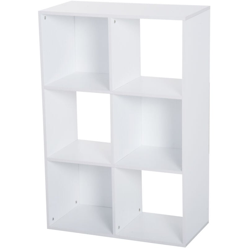 foto del prodotto easy comfort easycomfort libreria bianca per casa e ufficio, scaffale dal design moderno con 6 scomparti in legno, 91.5x29.5x61.5cm