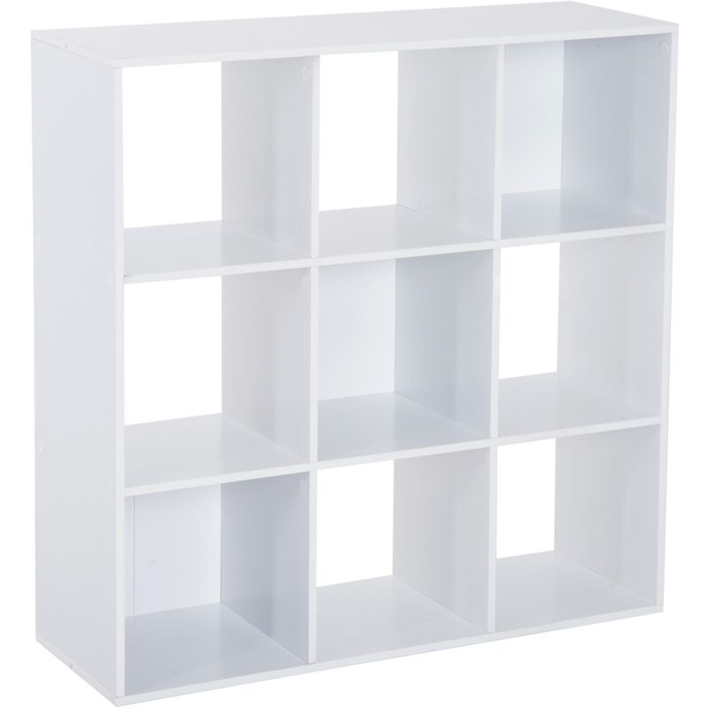 foto del prodotto easy comfort easycomfort libreria bianca per casa e ufficio, scaffale dal design moderno con 9 scomparti in legno, 91x29.5x91cm