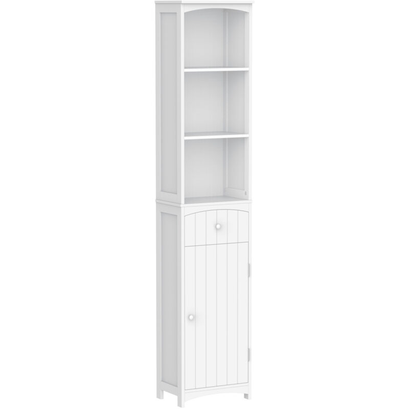 foto del prodotto easy comfort easycomfort mobiletto a colonna bagno salvaspazio in mdf bianco, armadietto bagno multifunzione per camera con 3 ripiani 34x24x170cm