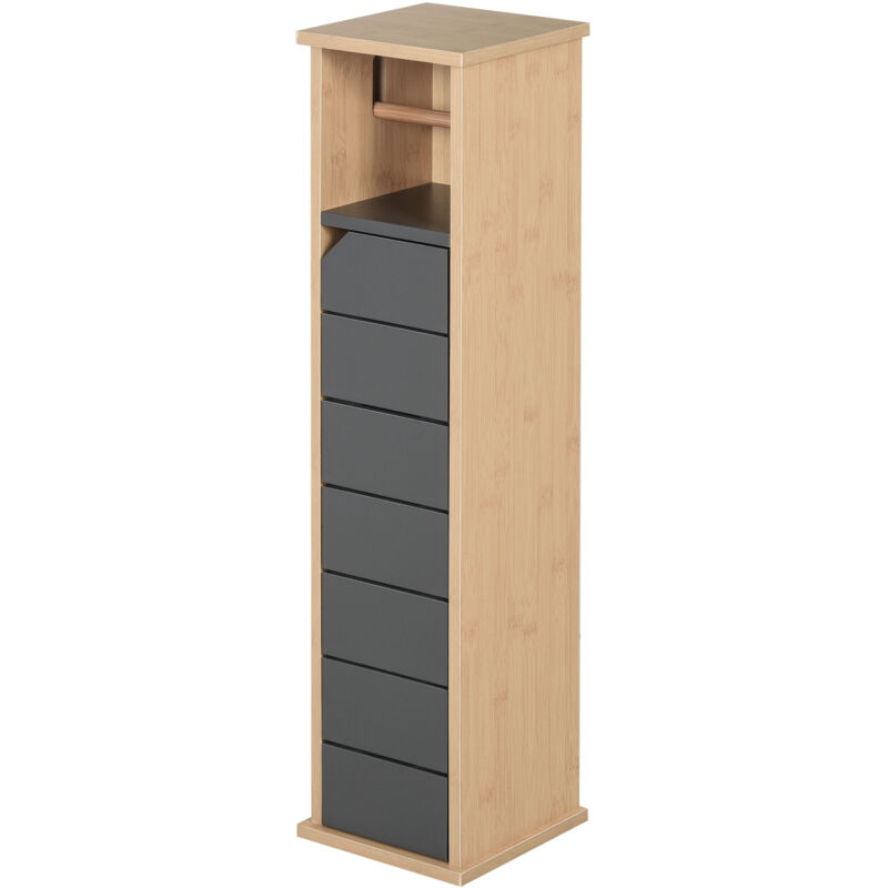 foto del prodotto easy comfort easycomfort mobiletto a colonna per il bagno bamb e legno grigio 18 x 18 x 75cm