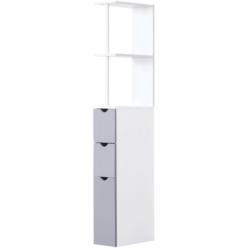 foto del prodotto easy comfort easycomfort mobiletto a colonna salvaspazio in legno, armadietto da bagno con ripiani e armadietti, bianco, 15x33x136.5cm
