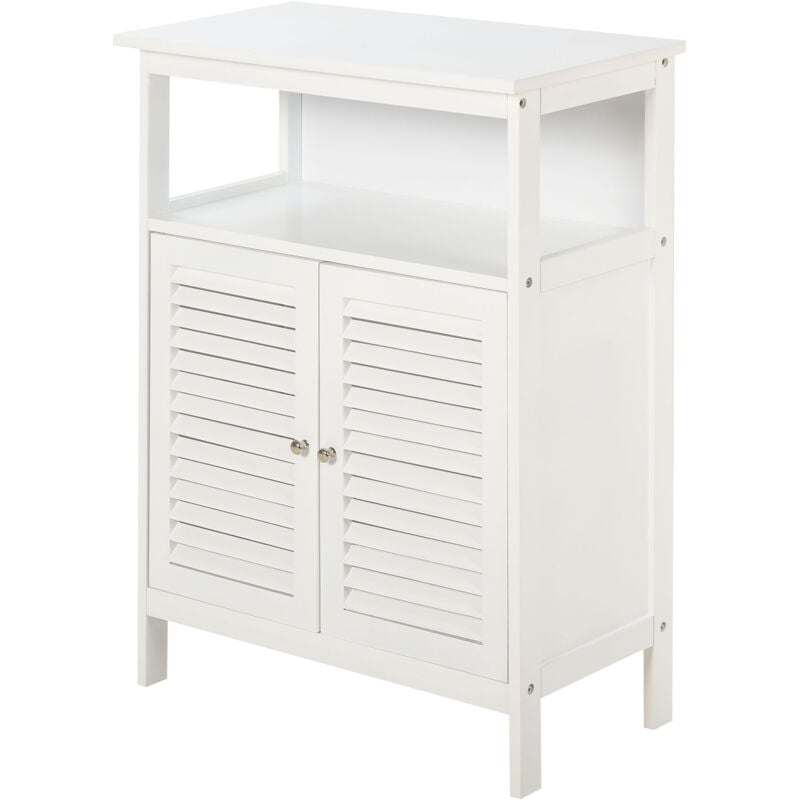 foto del prodotto easy comfort easycomfort mobiletto da bagno bianco con 2 ripiani e armadietto in mdf, impermeabile e salvaspazio, 60 x 30 x 81.6cm
