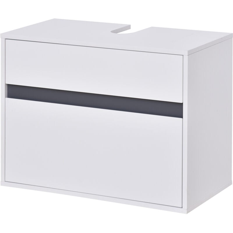 foto del prodotto easy comfort easycomfort mobiletto sottolavabo e copricolonna per il bagno, in legno bianco con 2 cassetti e taglio a u, 67 x 36 x 52cm