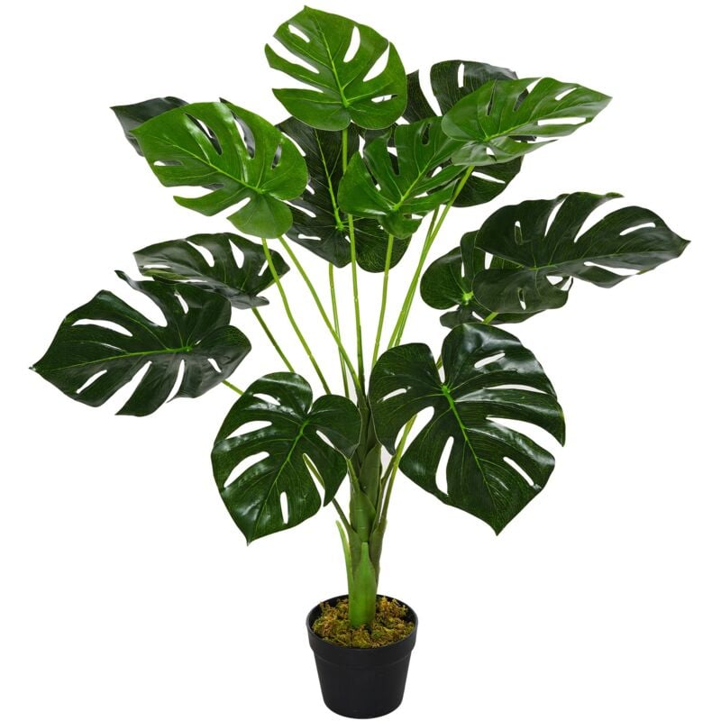 foto del prodotto easy comfort easycomfort monstera artificiale in plastica con 13 foglie, pianta finta con vaso per interno ed esterno alta 85cm