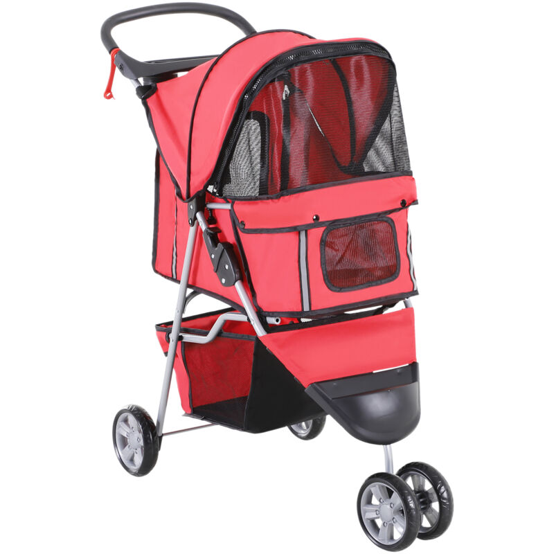 foto del prodotto easy comfort easycomfort passeggino per cani pieghevole carrello per animali domestici carrello carrozzina rosso 75 x 45 x 97cm