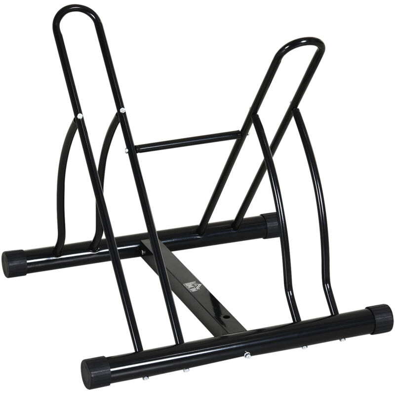 foto del prodotto easy comfort easycomfort rastrelliera da terra per 2 biciclette con pneumatici fino 6.5 cm, telaio orientabile in acciaio nero, 60x54x57cm