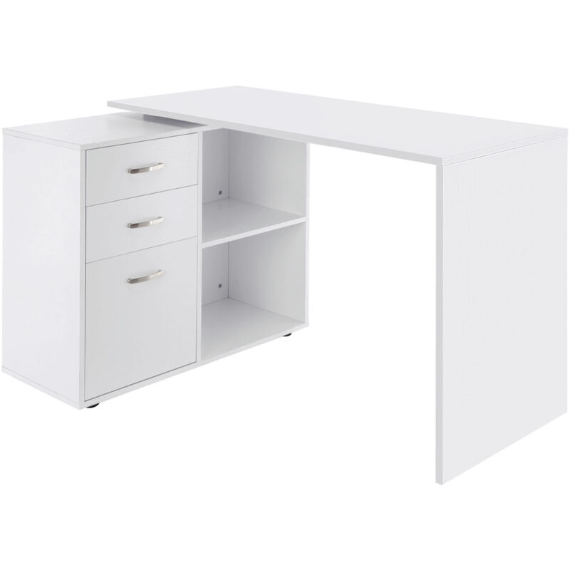 foto del prodotto easy comfort easycomfort scrivania angolare per computer da ufficio con cassettiera 117 83.5 76cm bianco