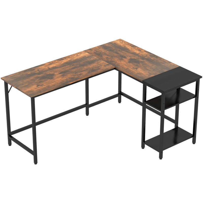 foto del prodotto easy comfort easycomfort scrivania angolare per computer stile industriale con ripiano laterale nera