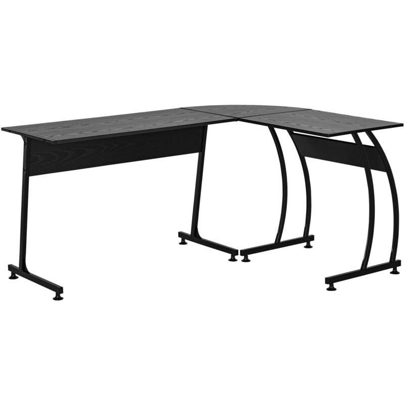 foto del prodotto easy comfort easycomfort scrivania angolo in legno e metallo, nera, 112.5 x 152 x 74cm
