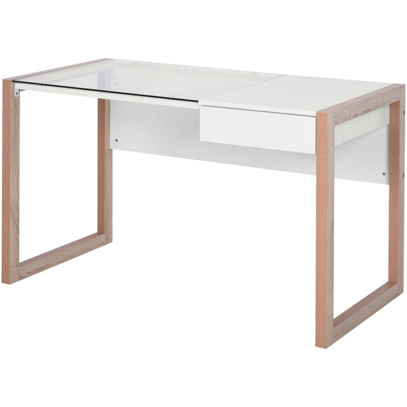foto del prodotto easy comfort easycomfort scrivania di design in legno e vetro temperato con cassetto 120x60x75cm