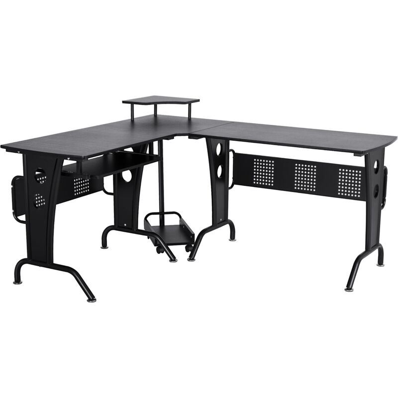 foto del prodotto easy comfort easycomfort scrivania gaming per casa o ufficio, angolare e salvaspazio con ripiano tastiera estraibile, 165x145x86.5cm, nera