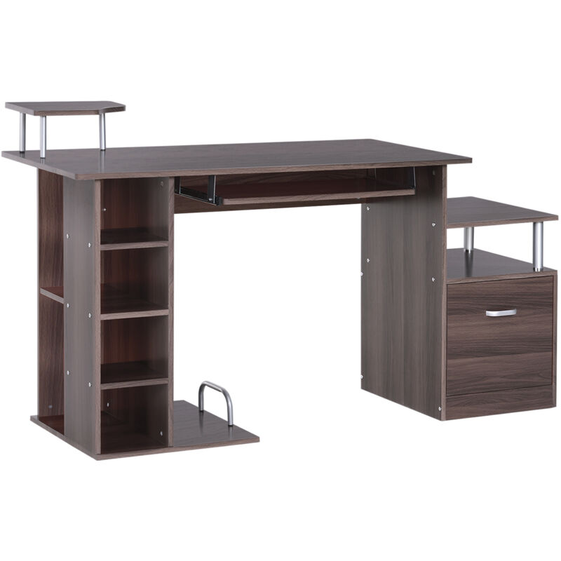 foto del prodotto easy comfort easycomfort scrivania per computer da camera e ufficio con cassetto e scaffale in legno, 152x60x88cm, marrone