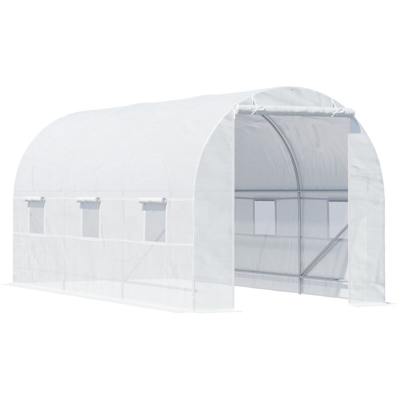 foto del prodotto easy comfort easycomfort serra da giardino a tunnel 4.5x2x2m con copertura in pe e tubi in metallo, bianco