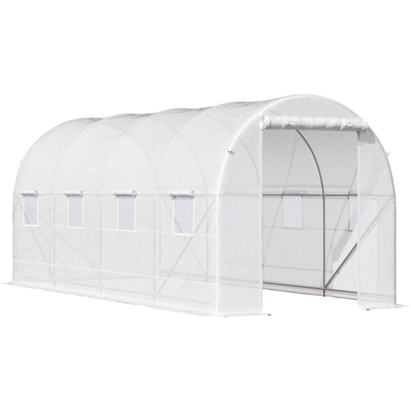 foto del prodotto easy comfort easycomfort serra da giardino a tunnel 5x2x2m con struttura in acciaio e telo in polietilene bianco