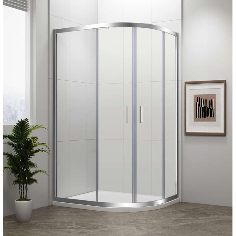foto del prodotto easy line schermo doccia a un quarto di cerchio 90x80 cm, alluminio lucido vetro trasparente el2815 polysan