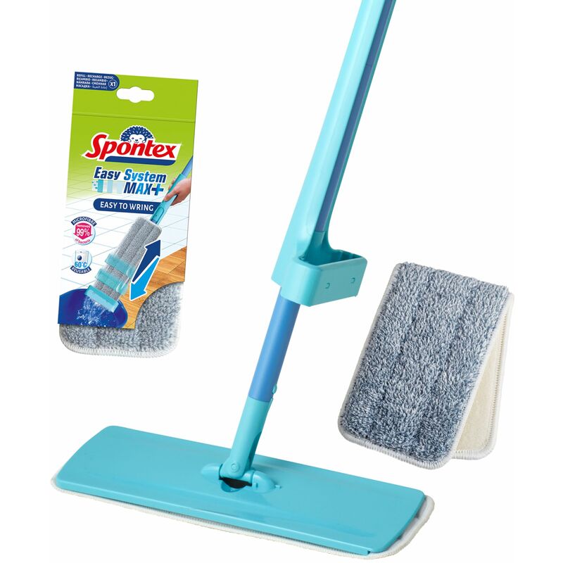 foto del prodotto easy max lavapavimenti mop piatto in microfibra con sistema di strizzatura integrato pulisce pavimenti in laminato, legno e piastrelle