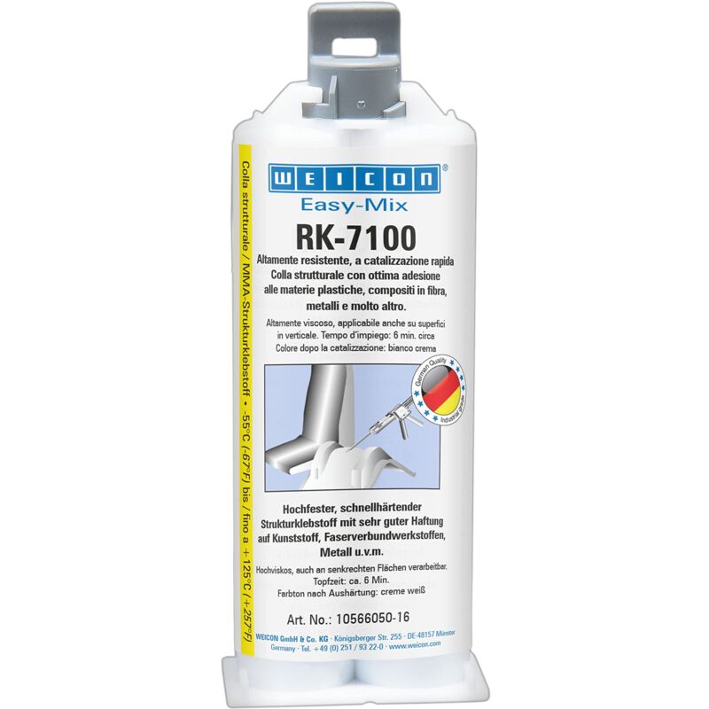 foto del prodotto easy mix rk 7100 50 g adesivo strutturale acrilico per materie plastiche, metallo, ceramica weicon