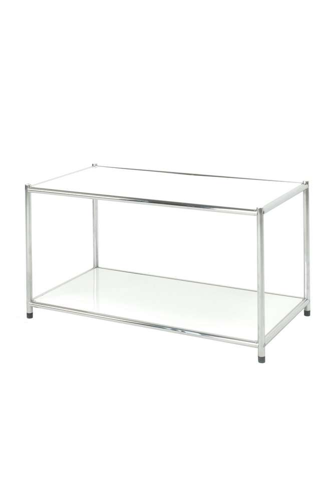 foto del prodotto easy scaffale metallico libreria cromata con 2 ripiani bianchi 40x80x40,5 cucina bagno garage cabina armadio