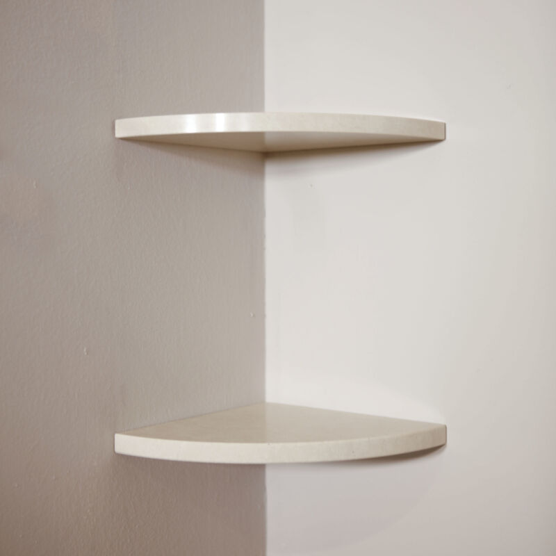 foto del prodotto easy shelf 2 mensole angolari a scomparsa in marmo resina silk beige mat cm 22,9 completa di kit di codice prod skeas2ma18 aleda stone