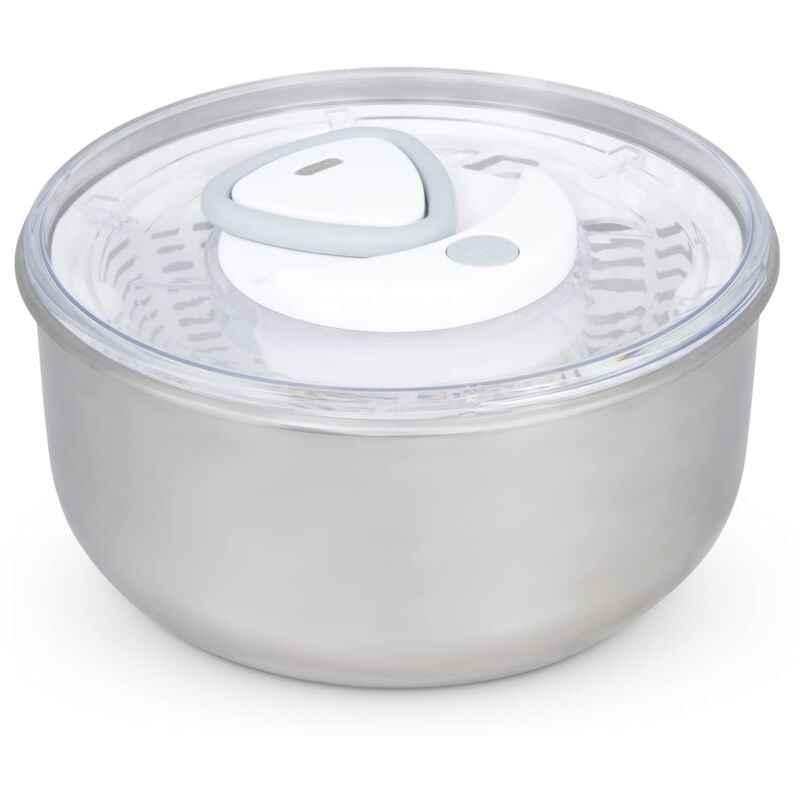 foto del prodotto easy spin 2 centrifuga per insalata, grande, acciaio inossidabile, bianco, insalatiera con coperchio, scolaverdure, lavabile in lavastoviglie zyliss