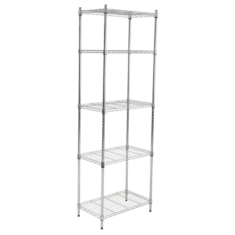 foto del prodotto easy system scaffale ad incastro in metallo cromato 5 ripiani, 59x34x174 cm