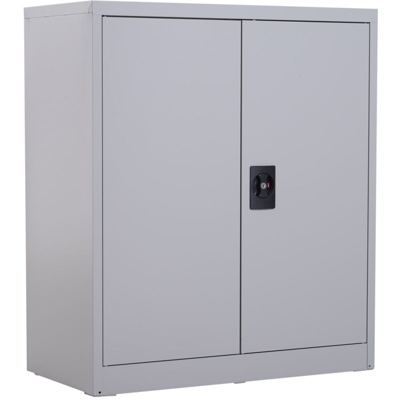 foto del prodotto easycomfort armadietto mobile ripiano regolabile chiusura di sicurezza per casa ufficio garage acciaio 80x40x92.5cm grigio