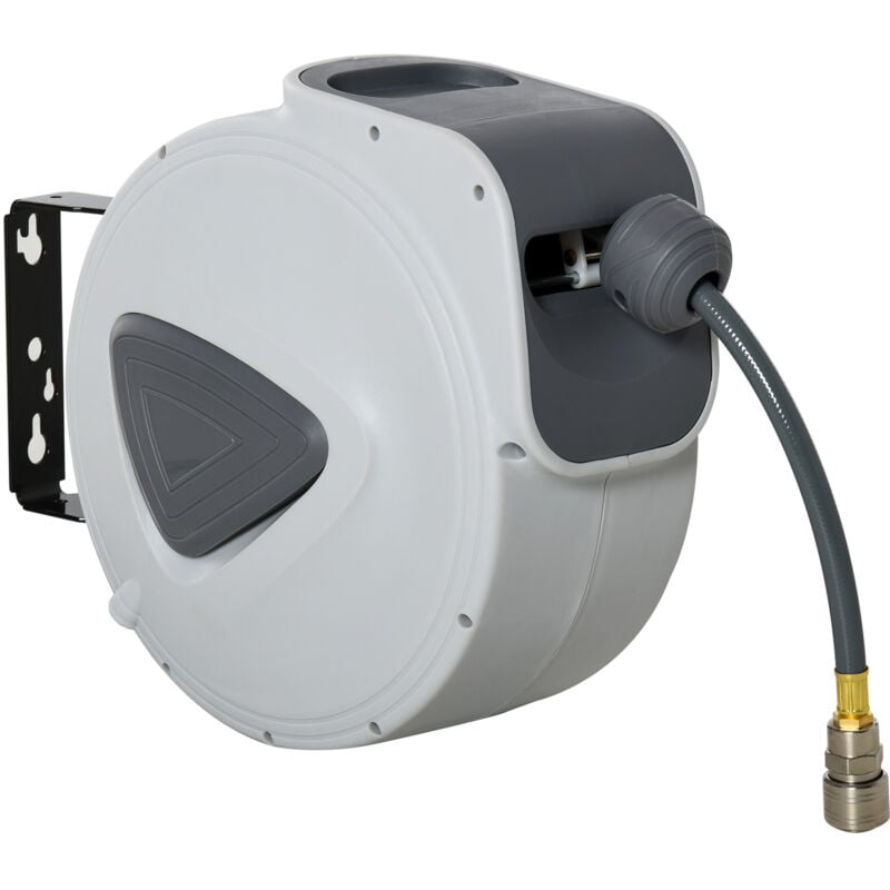 foto del prodotto easycomfort avvolgitubo automatico 20m 194cm con attacco 1 4 , montaggio a parete e ruotabile di 180 , grigio