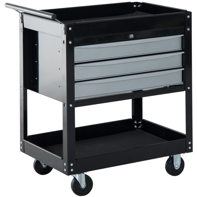 foto del prodotto easycomfort carrello da officina professionale cassettiera portautensili in lamiera, nero, 68 x 46 x 88cm