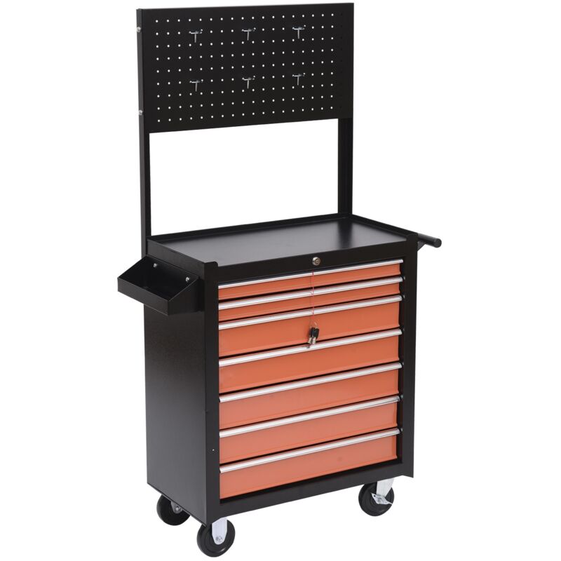foto del prodotto easycomfort carrello porta utensili attrezzi attrezzatura con cassettiera 61.5 x 33 x 76cm nero e arancione