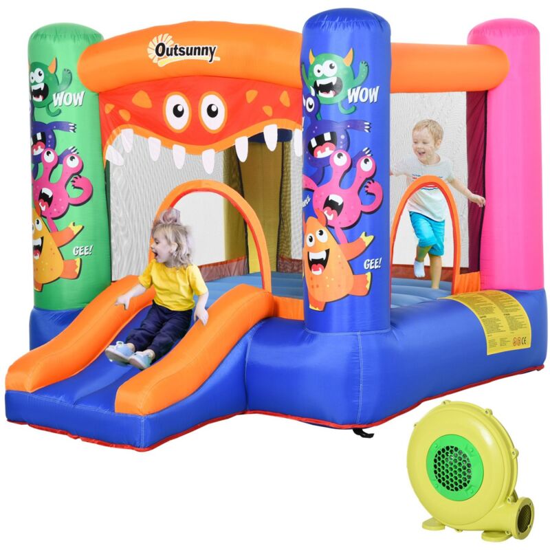 foto del prodotto easycomfort casa gioco castello gonfiabile gigante per bambini 3 8 anni trampolino rimbalzante colorato con scivolo e canestro 250cmx180cmx175cm