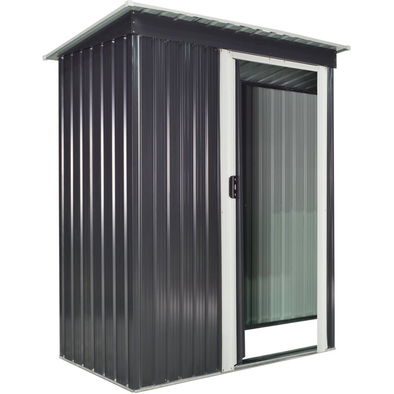 foto del prodotto easycomfort casetta da giardino porta utensili in lamiera di acciaio, capanno da giardino in acciaio con porte scorrevoli, 163x89x182cm, nero