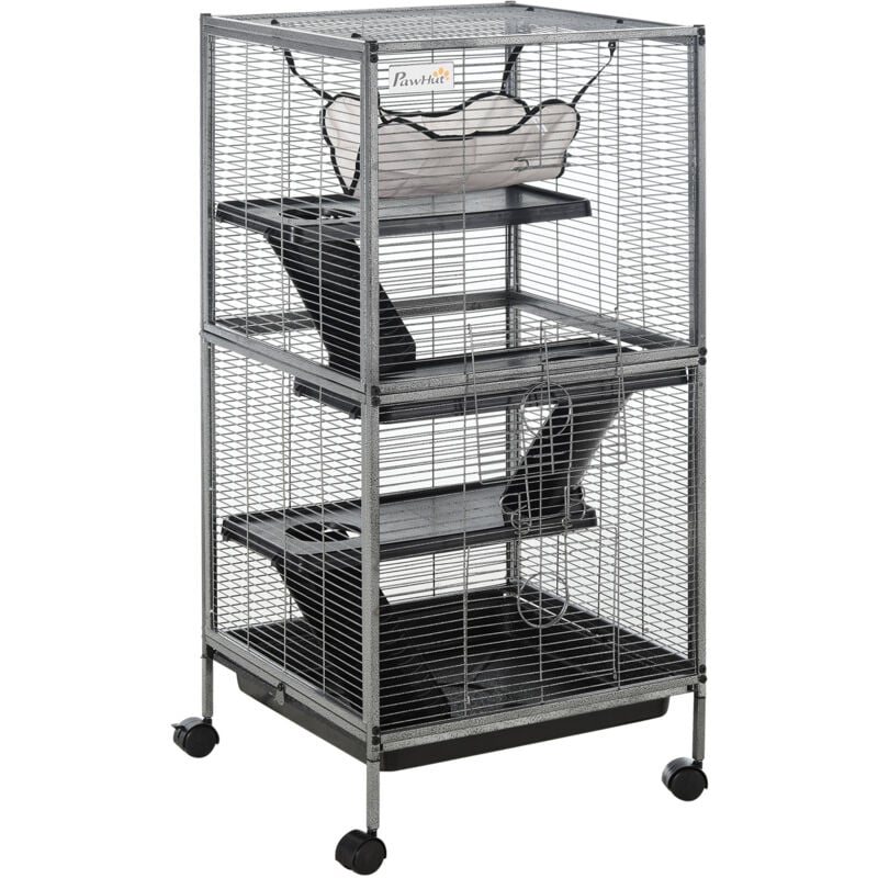 foto del prodotto easycomfort gabbia in metallo per roditori 4 livelli con vassoio rimovibile 52 x 52 x 113.5cm