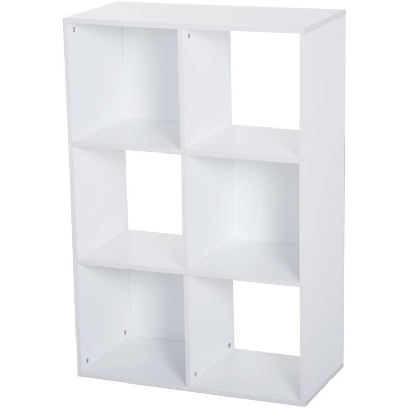 foto del prodotto easycomfort libreria bianca per casa e ufficio, scaffale dal design moderno con 6 scomparti in legno, 91.5x29.5x61.5cm