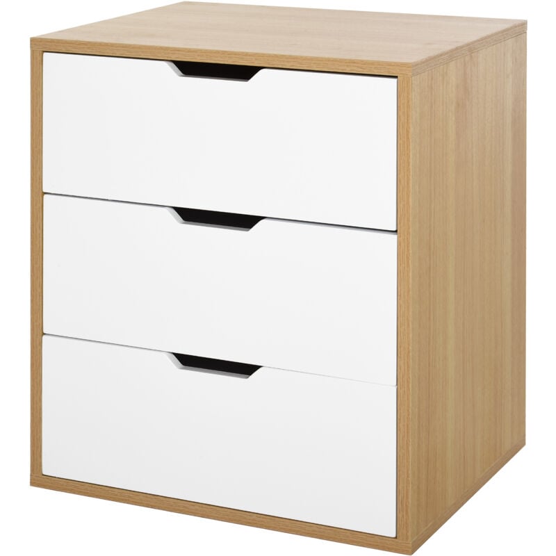 foto del prodotto easycomfort mobile cassettiera portaducomento ufficio con 3 cassetti, arredamento moderno per casa e studio, bianco