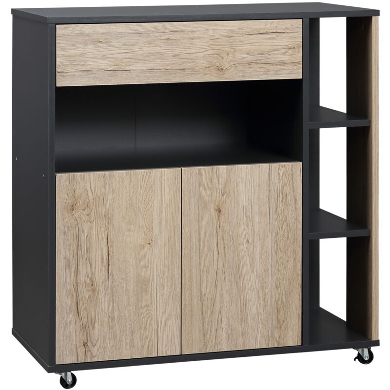 foto del prodotto easycomfort mobiletto ausiliario da cucina multiuso in legno con ruote 80 x 39 x 86.5cm