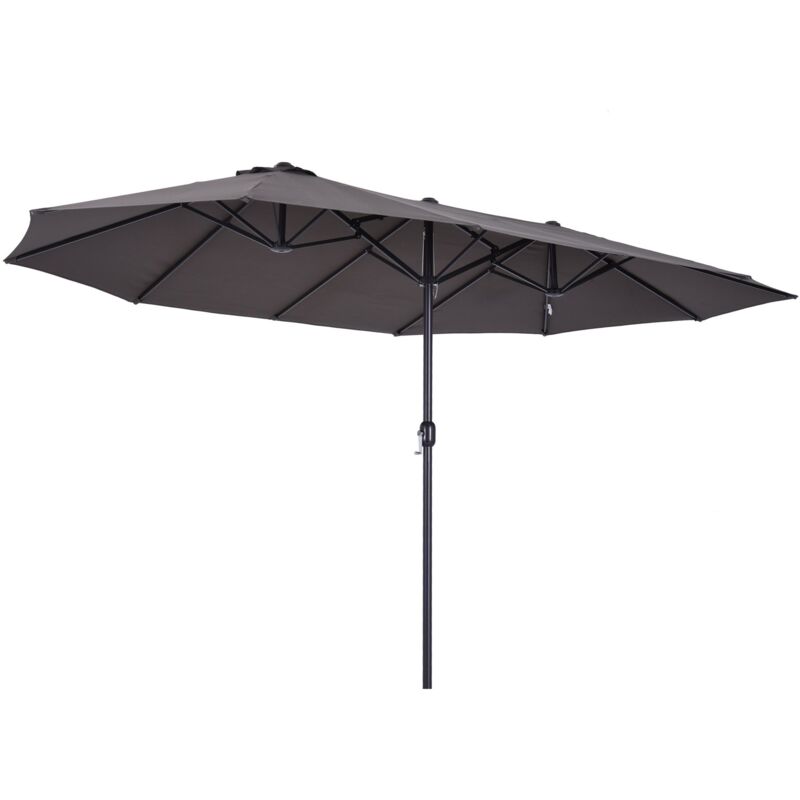 foto del prodotto easycomfort ombrellone parasole da giardino esterno doppio, in tessuto e poliestere, 4.6 x 2.4m, grigio