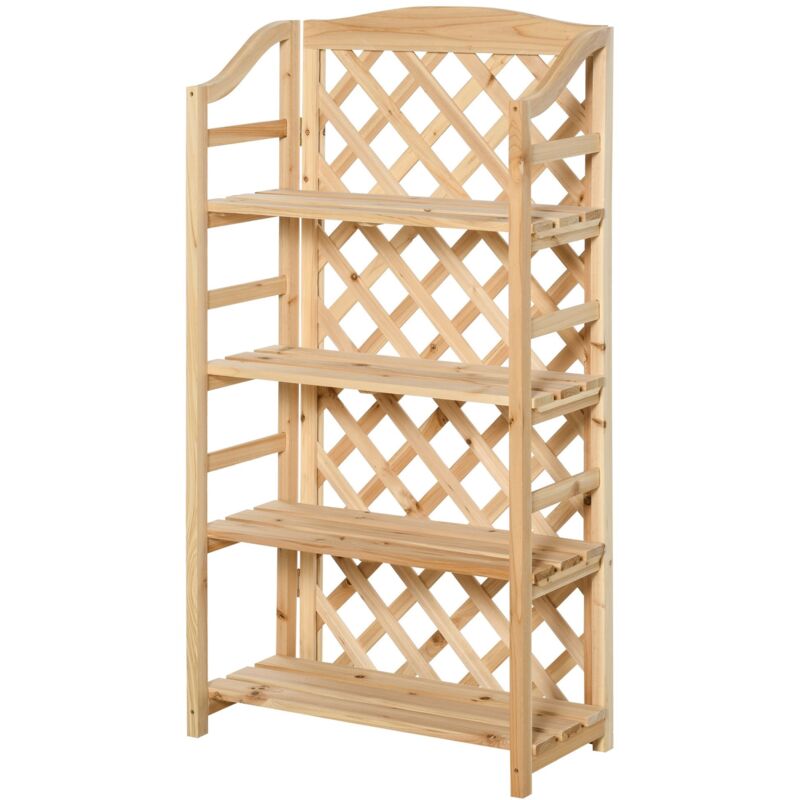 foto del prodotto easycomfort scaffale porta piante da esterno, fioriera da balcone pieghevole con 4 mensole regolabili, arredamento da giardino e casa in legno,