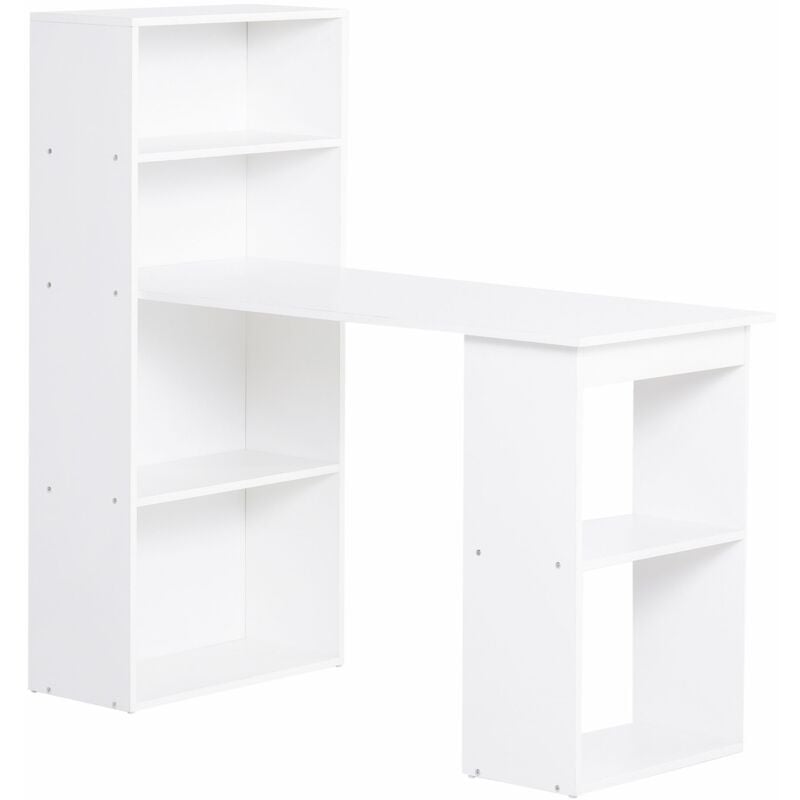 foto del prodotto easycomfort scrivania computer con libreria salvaspazio, tavolo da pranzo per ufficio e studio, 120x55x120 cm, bianco