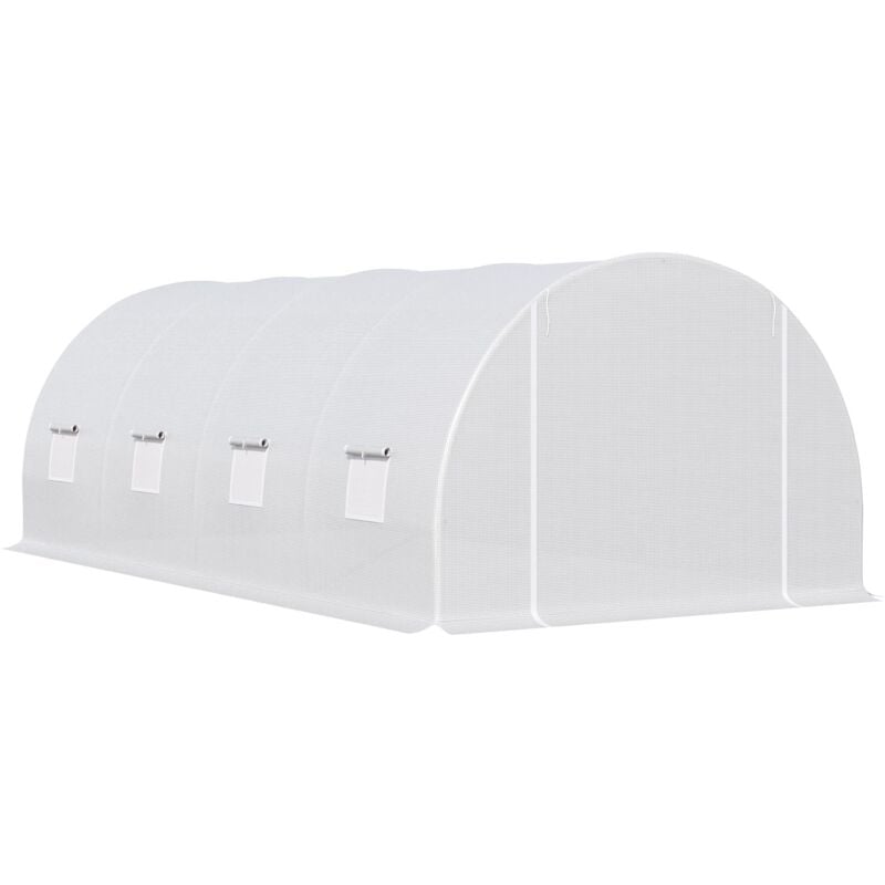 foto del prodotto easycomfort serra da giardino a tunnel per piante, struttura in metallo e copertura in pe, 6x3x2m, bianco