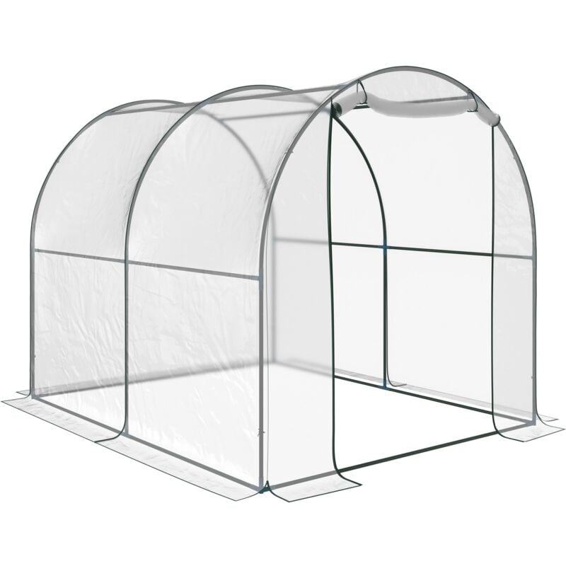 foto del prodotto easycomfort serra tunnel da giardino, serra da balcone per piante e orto con copertura in pvc, porta avvolgibile e telaio in acciaio, 2x2.5x2m