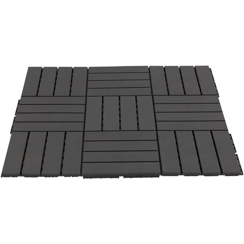 foto del prodotto easycomfort set 9 mattonelle a incastro per terrazzo, piastrelle per pavimenti (30x30x2cm) in pp antiscivolo, area: 0.81 mq nero