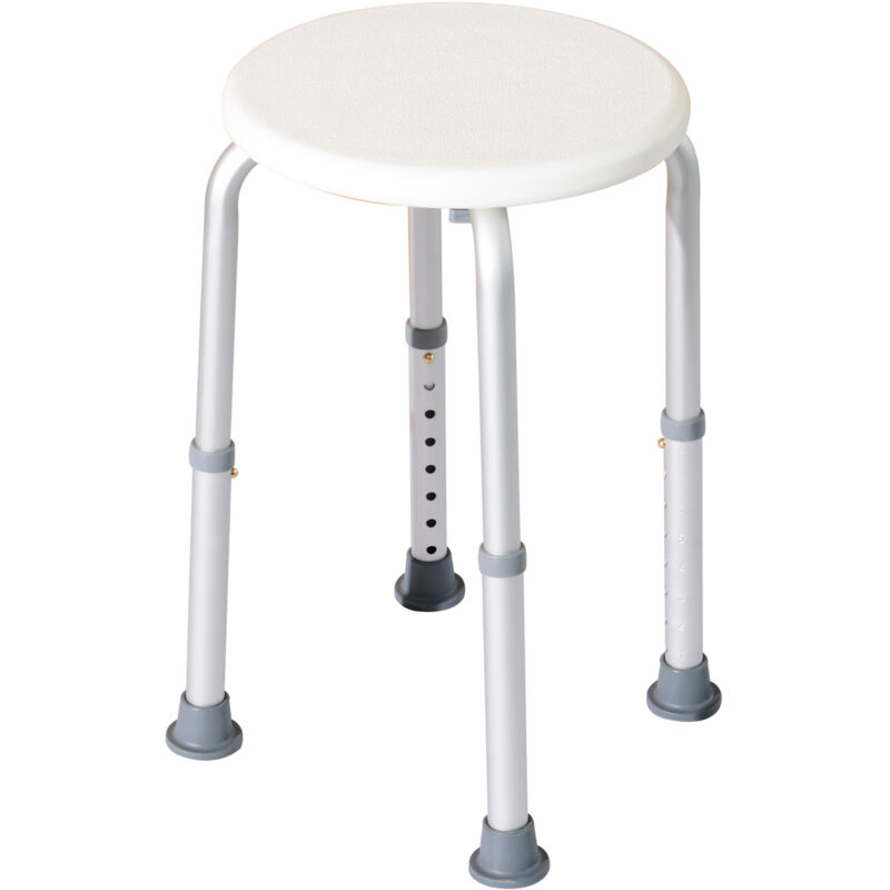 foto del prodotto easycomfort sgabello da doccia per anziani con ausilio rotondo, sedia da bagno per disabili con altezza regolabile 8 posizioni, piedini antiscivolo,