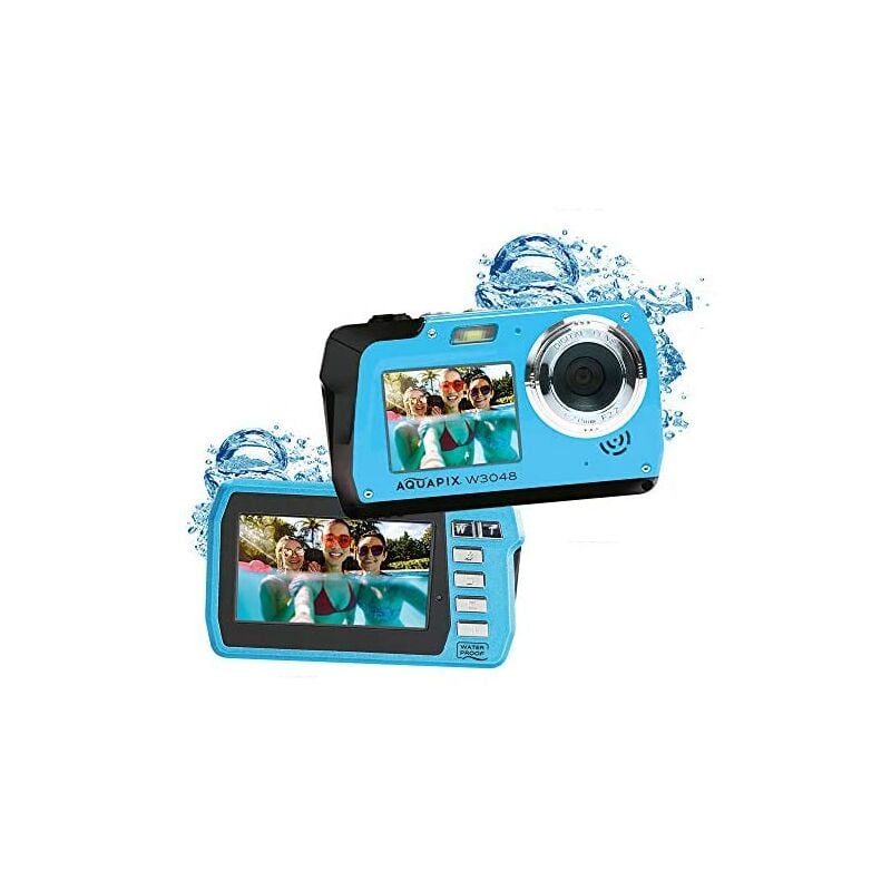 foto del prodotto easypix w3048 edge iceblue fotocamera subacquea, doppio display da 48mp