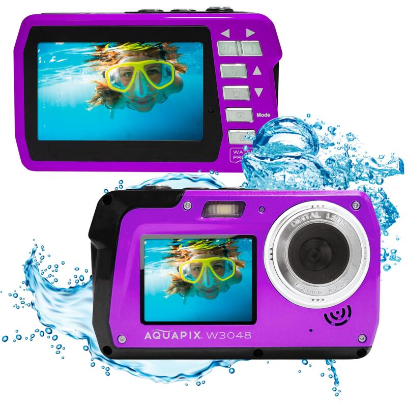 foto del prodotto easypix w3048 edge viola fotocamera subacquea, doppio display de 48 mp