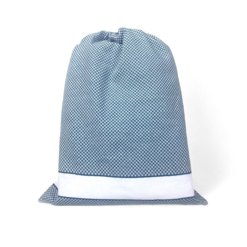 foto del prodotto easyzip sacca asilo con nome tela aida da ricamare sacca in puro cotone, disponibile in 9 colori, resistente e made in italy acquamarina cm. 40x50