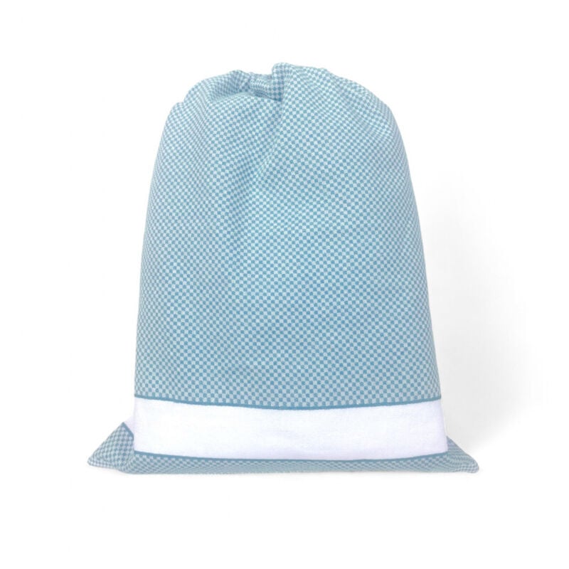foto del prodotto easyzip sacca asilo con nome tela aida da ricamare sacca in puro cotone, disponibile in 9 colori, resistente e made in italy azzurro cm. 40x50